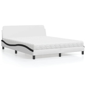 vidaXL Bed met matras "Dover" kunstleer wit en zwart 160x200 cm