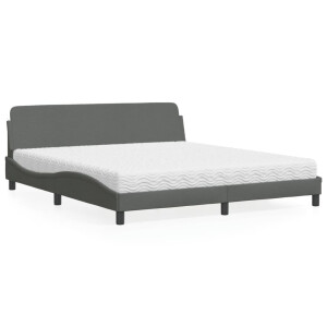 vidaXL Bed met matras "Dover" stof donkergrijs 180x200 cm