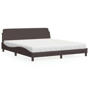 vidaXL Bed met matras stof donkerbruin 180x200 cm