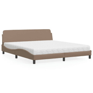 vidaXL Bed met matras "Dover" kunstleer cappuccinokleurig 180x200 cm