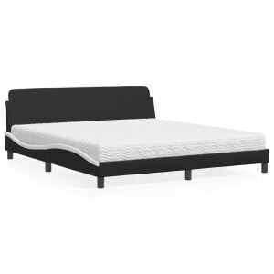 vidaXL Bed met matras "Dover" kunstleer zwart en wit 180x200 cm