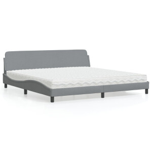 vidaXL Bed met matras "Dover" stof lichtgrijs 200x200 cm