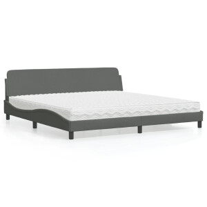 vidaXL Bed met matras "Dover" stof donkergrijs 200x200 cm