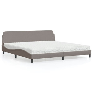 vidaXL Bed met matras "Dover" stof taupe 200x200 cm