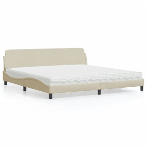 vidaXL Bed met matras "Dover" stof crèmekleurig 200x200 cm