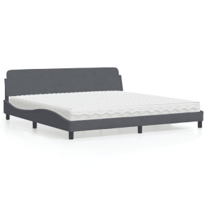vidaXL Bed met matras "Dover" fluweel donkergrijs 200x200 cm