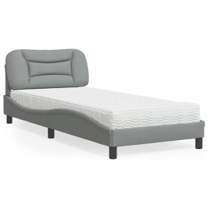 vidaXL Bed met matras "Hvar" stof lichtgrijs 80x200 cm