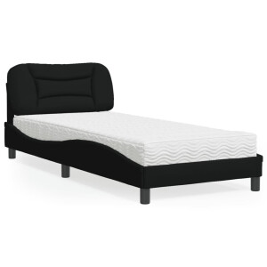 vidaXL Bed met matras "Hvar" stof zwart 80x200 cm