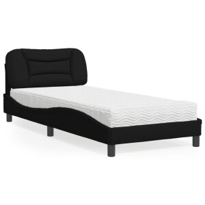 vidaXL Bed met matras "Hvar" stof zwart 90x190 cm