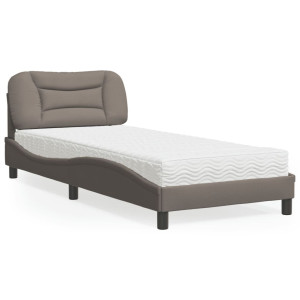 vidaXL Bed met matras stof taupe 90x190 cm