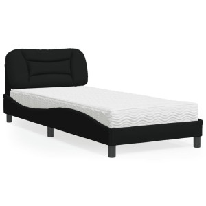 vidaXL Bed met matras stof zwart 90x200 cm