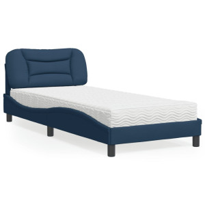 vidaXL Bed met matras stof blauw 90x200 cm