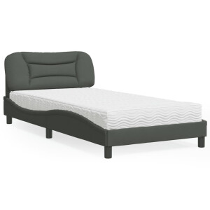 vidaXL Bed met matras "Hvar" stof donkergrijs 100x200 cm