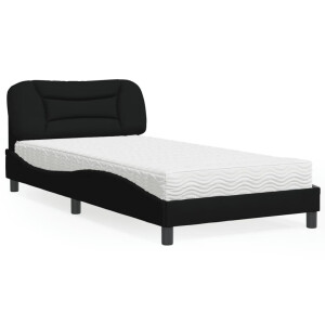 vidaXL Bed met matras "Hvar" stof zwart 100x200 cm