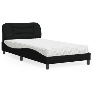 vidaXL Bed met matras stof zwart 100x200 cm