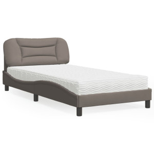 vidaXL Bed met matras stof taupe 100x200 cm