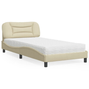 vidaXL Bed met matras "Hvar" stof crèmekleurig 100x200 cm