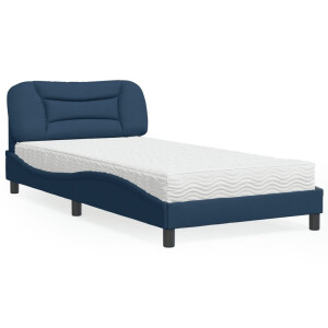 vidaXL Bed met matras "Hvar" stof blauw 100x200 cm