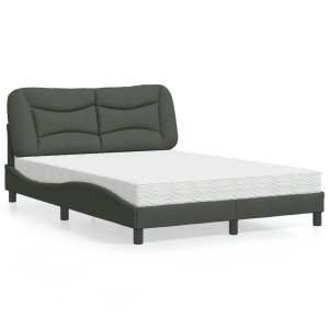 vidaXL Bed met matras "Hvar" stof donkergrijs 120x200 cm