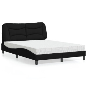 vidaXL Bed met matras "Hvar" stof zwart 140x190 cm
