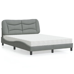 vidaXL Bed met matras "Hvar" stof lichtgrijs 140x200 cm