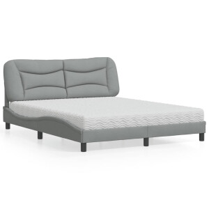 vidaXL Bed met matras "Hvar" stof lichtgrijs 160x200 cm