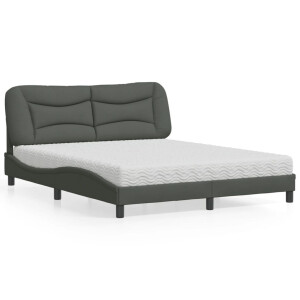 vidaXL Bed met matras "Hvar" stof donkergrijs 160x200 cm