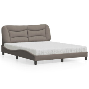 vidaXL Bed met matras "Hvar" stof taupe 160x200 cm