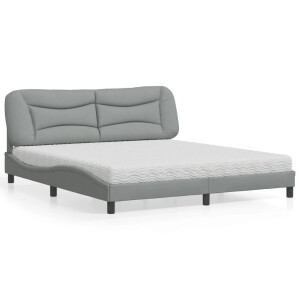 vidaXL Bed met matras "Hvar" stof lichtgrijs 180x200 cm