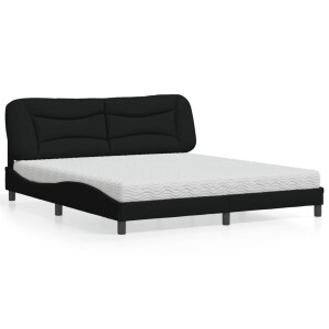 vidaXL Bed met matras "Hvar" stof zwart 180x200 cm