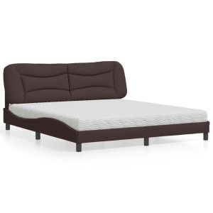vidaXL Bed met matras stof donkerbruin 180x200 cm