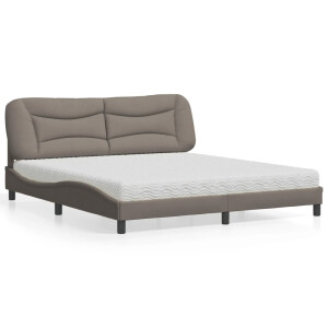vidaXL Bed met matras "Hvar" stof taupe 180x200 cm