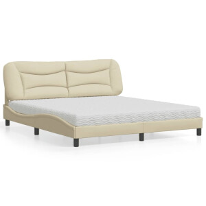vidaXL Bed met matras "Hvar" stof crèmekleurig 180x200 cm