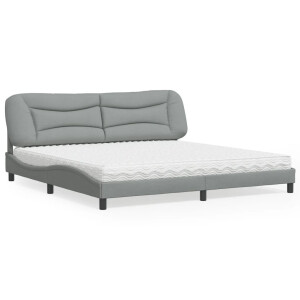 vidaXL Bed met matras "Hvar" stof lichtgrijs 200x200 cm