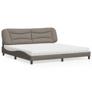 vidaXL Bed met matras "Hvar" stof taupe 200x200 cm