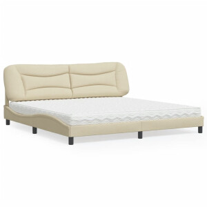 vidaXL Bed met matras "Hvar" stof crèmekleurig 200x200 cm