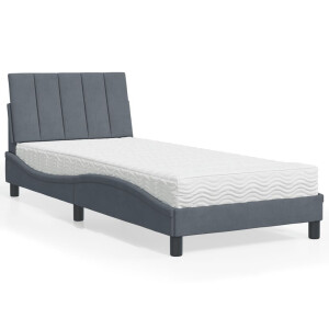 vidaXL Bed met matras "Hanko" fluweel donkergrijs 80x200 cm