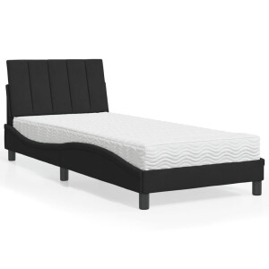 vidaXL Bed met matras "Hanko" fluweel zwart 90x190 cm