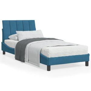 vidaXL Bed met matras fluweel blauw 90x200 cm