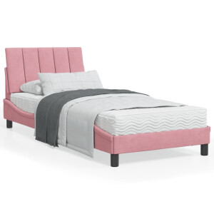 vidaXL Bed met matras fluweel roze 90x200 cm