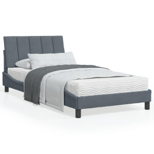 vidaXL Bed met matras "Hanko" fluweel donkergrijs 100x200 cm