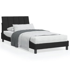 vidaXL Bed met matras "Hanko" fluweel zwart 100x200 cm