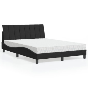 vidaXL Bed met matras fluweel zwart 140x200 cm