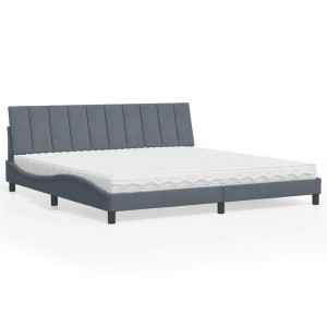 vidaXL Bed met matras "Hanko" fluweel donkergrijs 200x200 cm