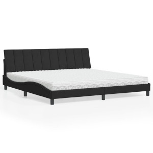 vidaXL Bed met matras "Hanko" fluweel zwart 200x200 cm