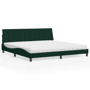 vidaXL Bed met matras "Hanko" fluweel donkergroen 200x200 cm