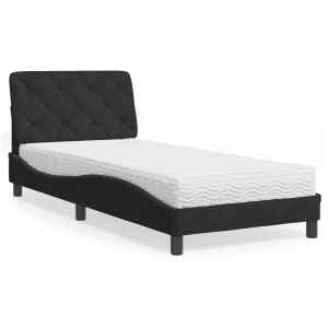 vidaXL Bed met matras fluweel zwart 80x200 cm
