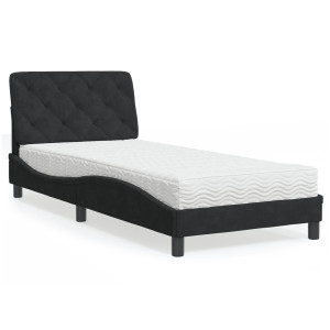 vidaXL Bed met matras fluweel zwart 90x190 cm