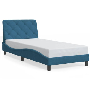 vidaXL Bed met matras fluweel blauw 90x190 cm