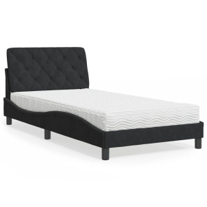 vidaXL Bed met matras fluweel zwart 100x200 cm